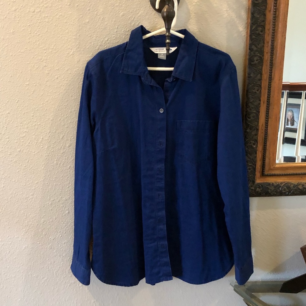 Navy/dark jean button up.